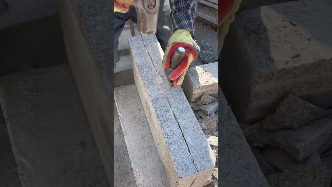 Granite Rock Splitting, - Making a Granite Rock Block ~ Works in Stone, hand work experience