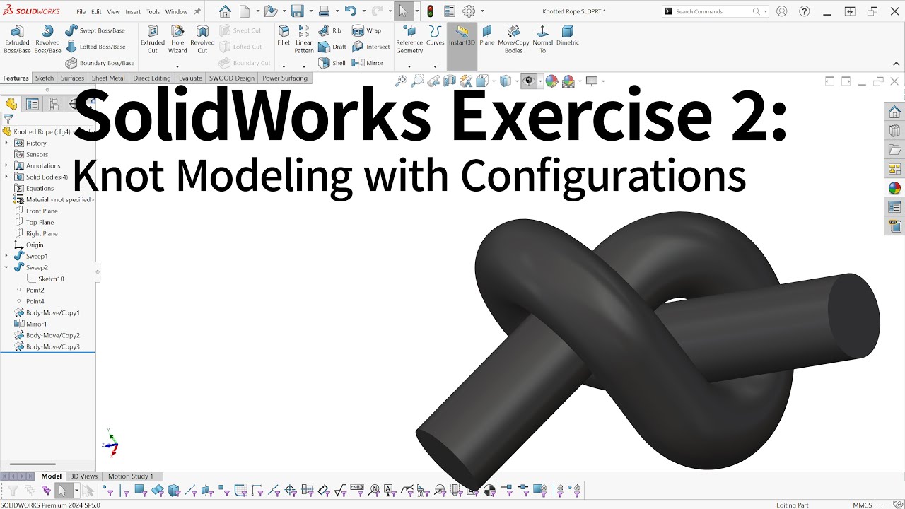 Упражнение 2 в SolidWorks: Как смоделировать узел с конфигурациями.