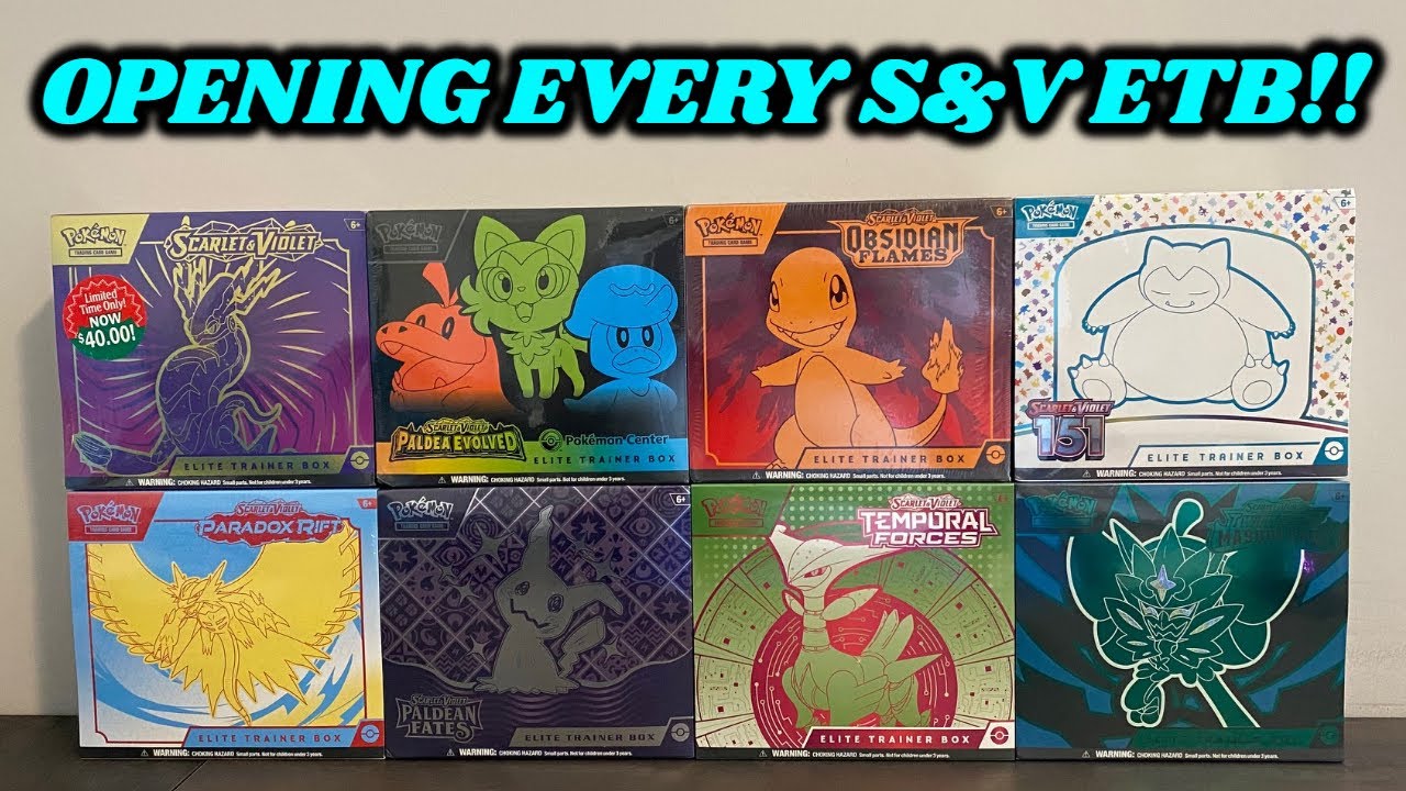 I opened an ETB from EVERY SCARLET & VIOLET era set thus far!! (pokemon card opening)