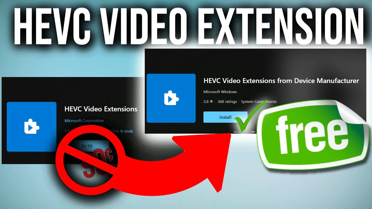Расширение HEVC для видео предоставляется БЕСПЛАТНО от самой компании Microsoft