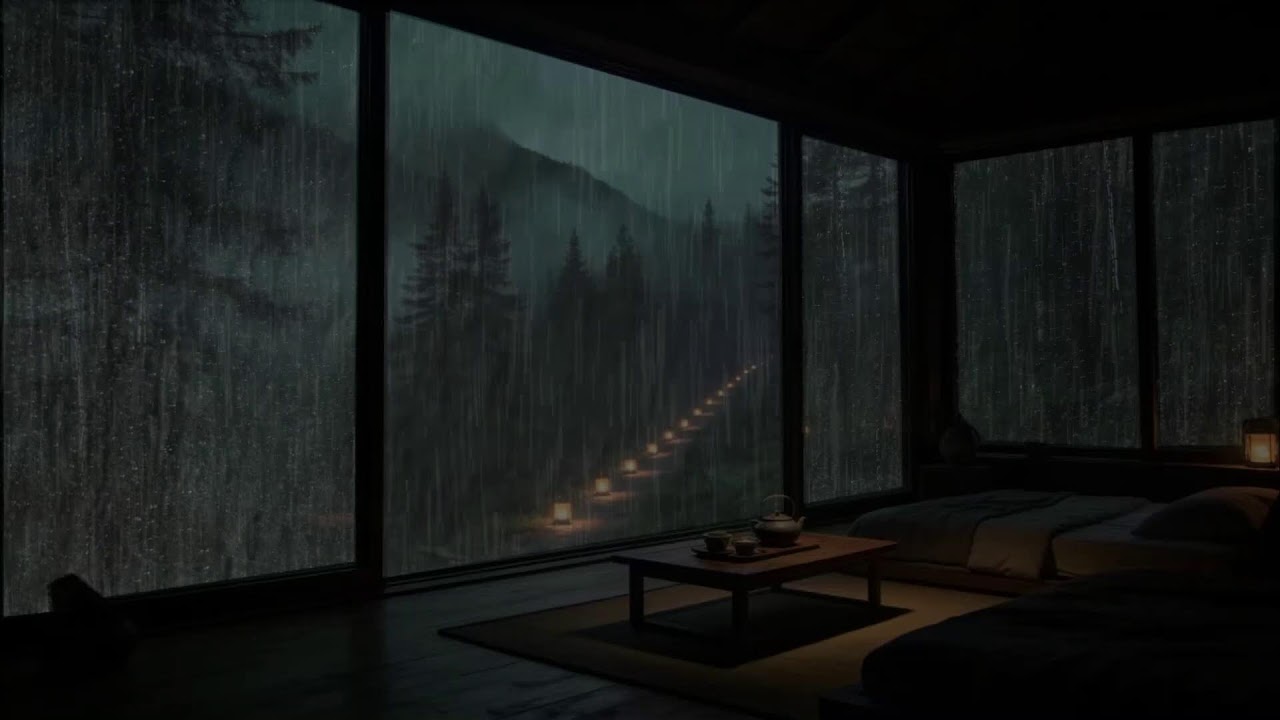 Rain Sounds in Forest for Sleeping 🌧 Deep Mountain Rain & Thunder at a Quiet Cabin #3t