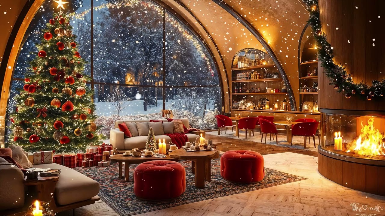 Romantic Christmas Night 🎄 Smooth Jazz & Fireplace Ambience for Cozy Winter Evenings and Relaxation