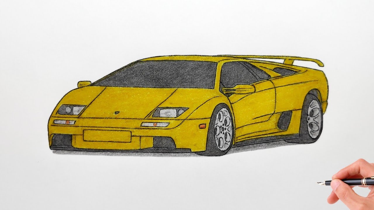 How to draw a LAMBORGHINI DIABLO 1999 / drawing lamborghini diablo gt 2 1990 sports car