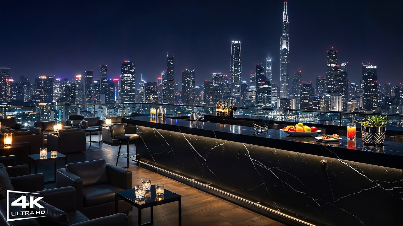 New York Rooftop Jazz Lounge 🍷 Relaxing Bar Jazz with Stunning City Views to Ease into the Week