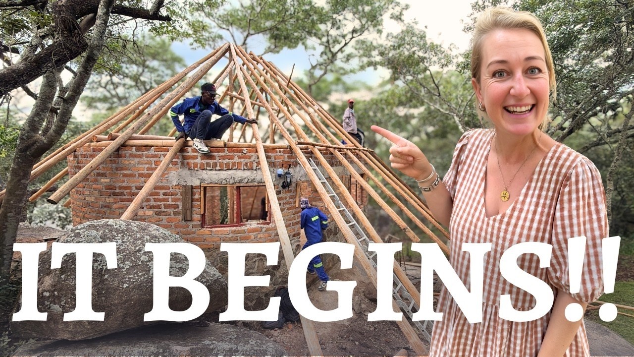 The Roof Finally Begins | Thatching Our Tiny House in Africa