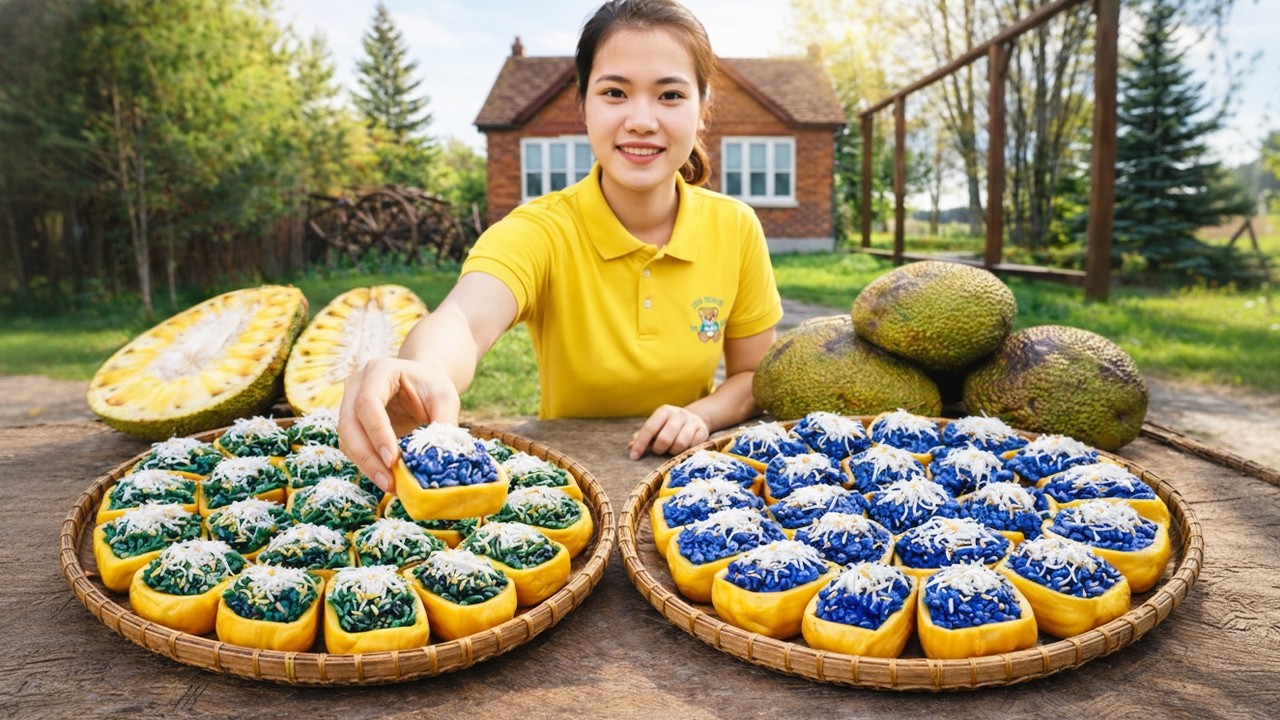 Making Colorful Jackfruit Sticky Rice Cakes – Traditional Sweet Recipe to Sell at the Market