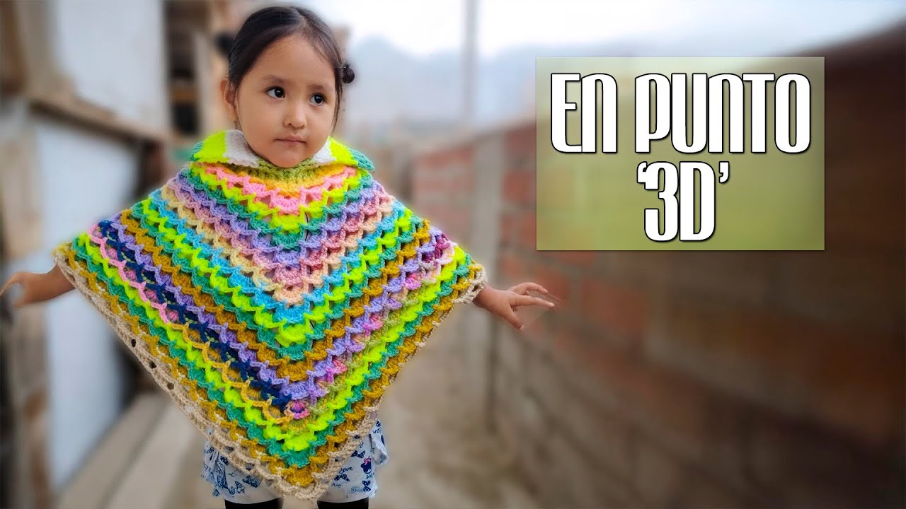 PONCHO TEJIDO A CROCHET PARA NIÑAS (paso a paso) ✅