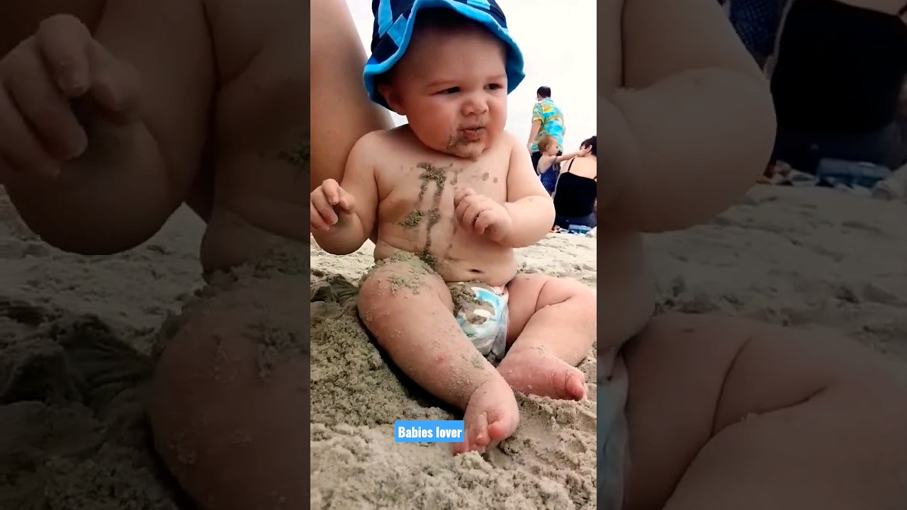 cute baby eating sand #shortfeed #youtubeshorts #beach #sand #funnyvedio #viral #love