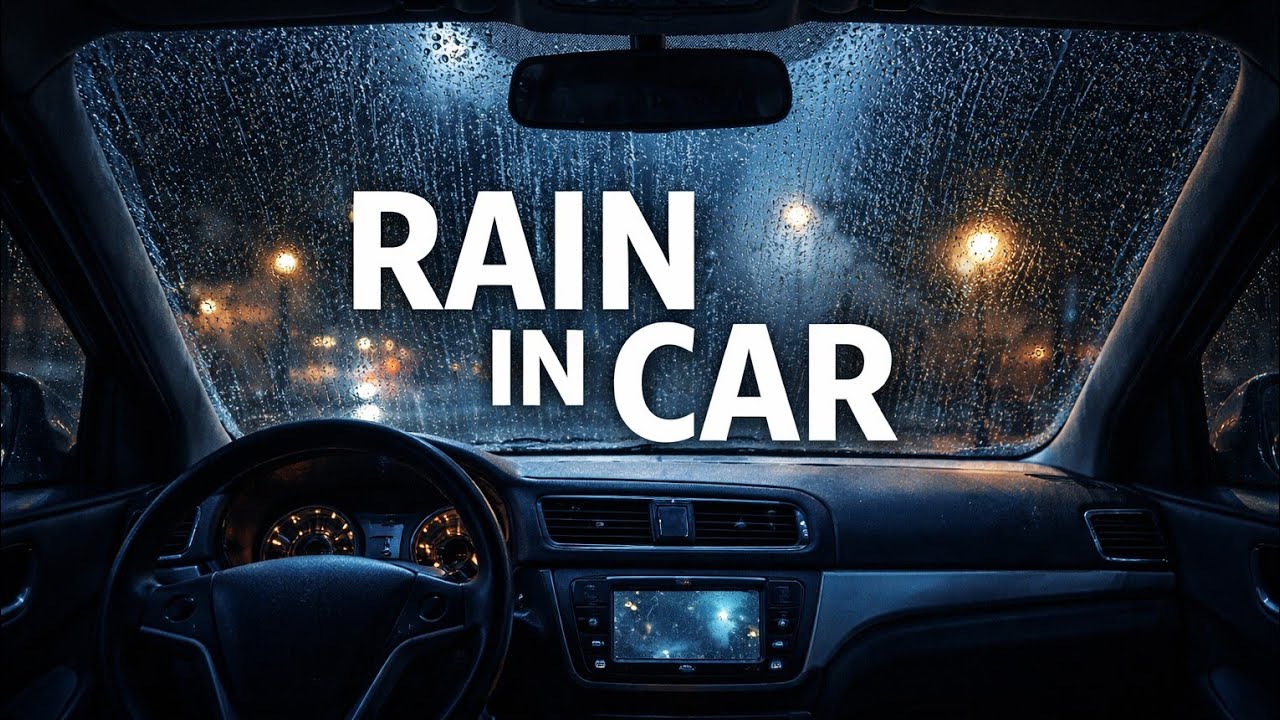 Rain Sounds in Car at Night 🌧️ Thunderstorm for Deep Sleep (2 Hours, 4K)