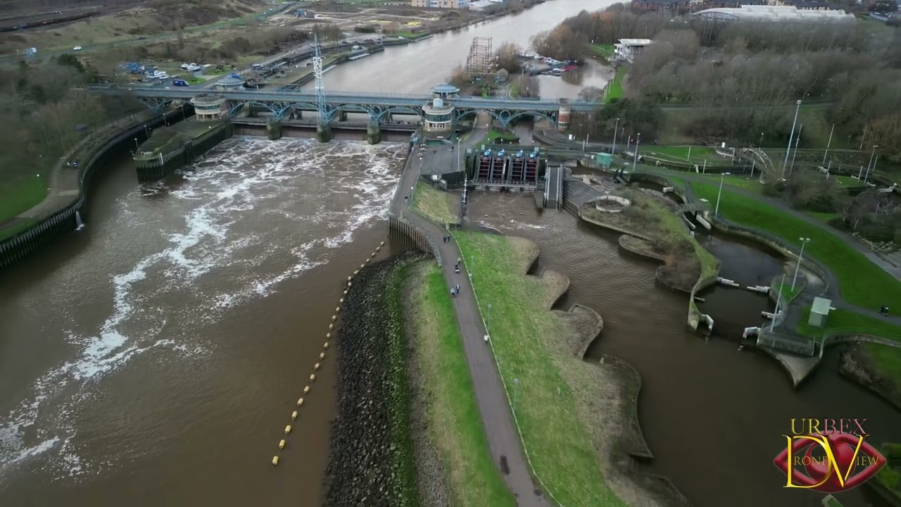 Drone View of the Tees Barrage White Water Course, Middlesbrough
