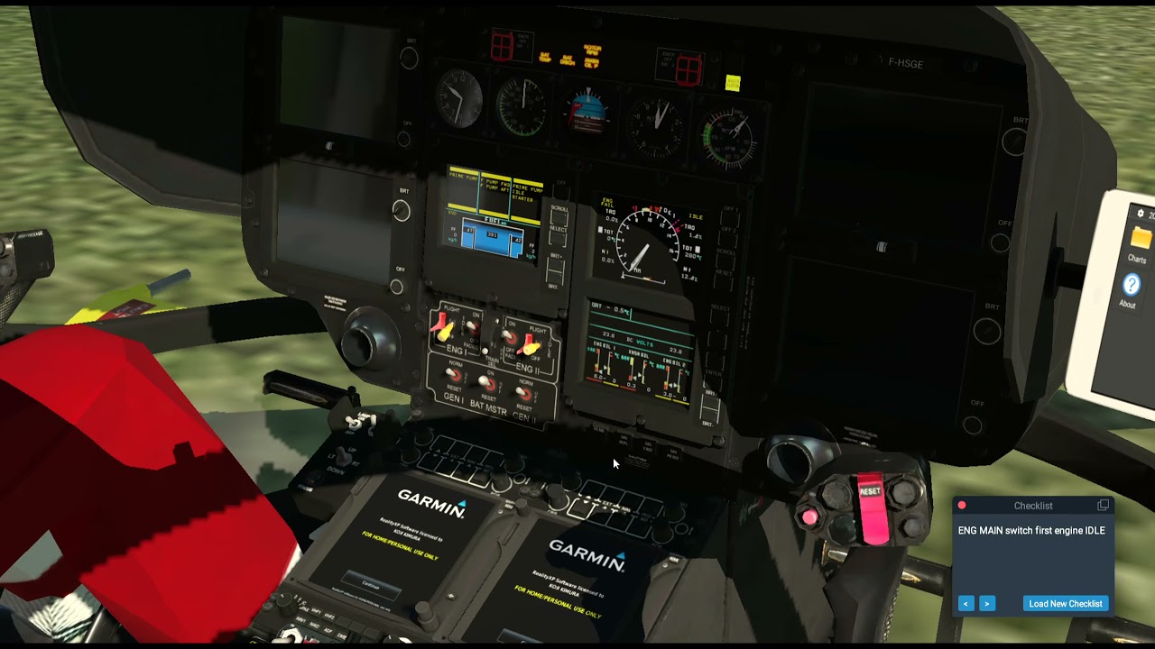 Cold & dark start. X-Plane. EC135 V5. Dual Garmin 750. EGHN ( Sandown Airport ). RWY 05.