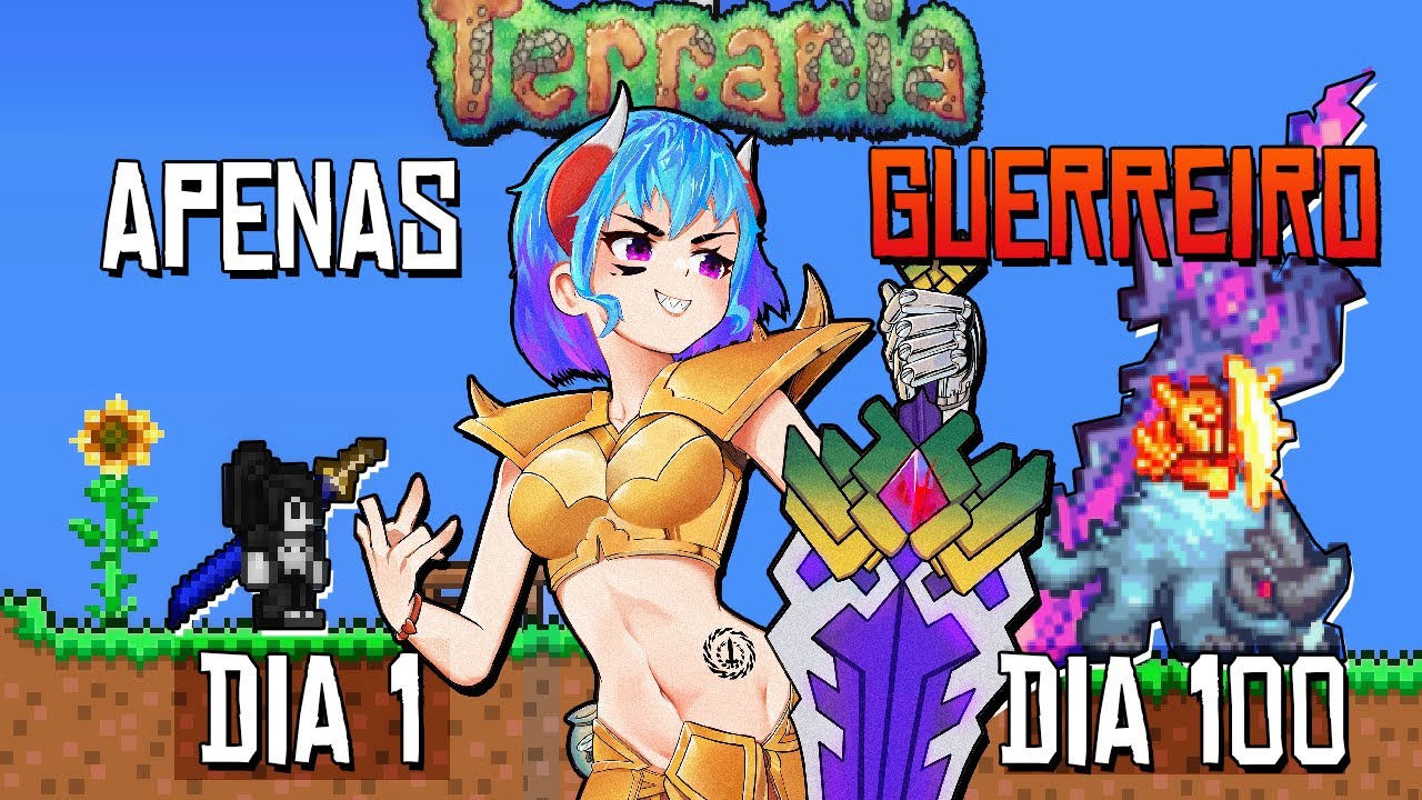 PASSEI 100 DIAS NO TERRARIA APENAS DE MELEE