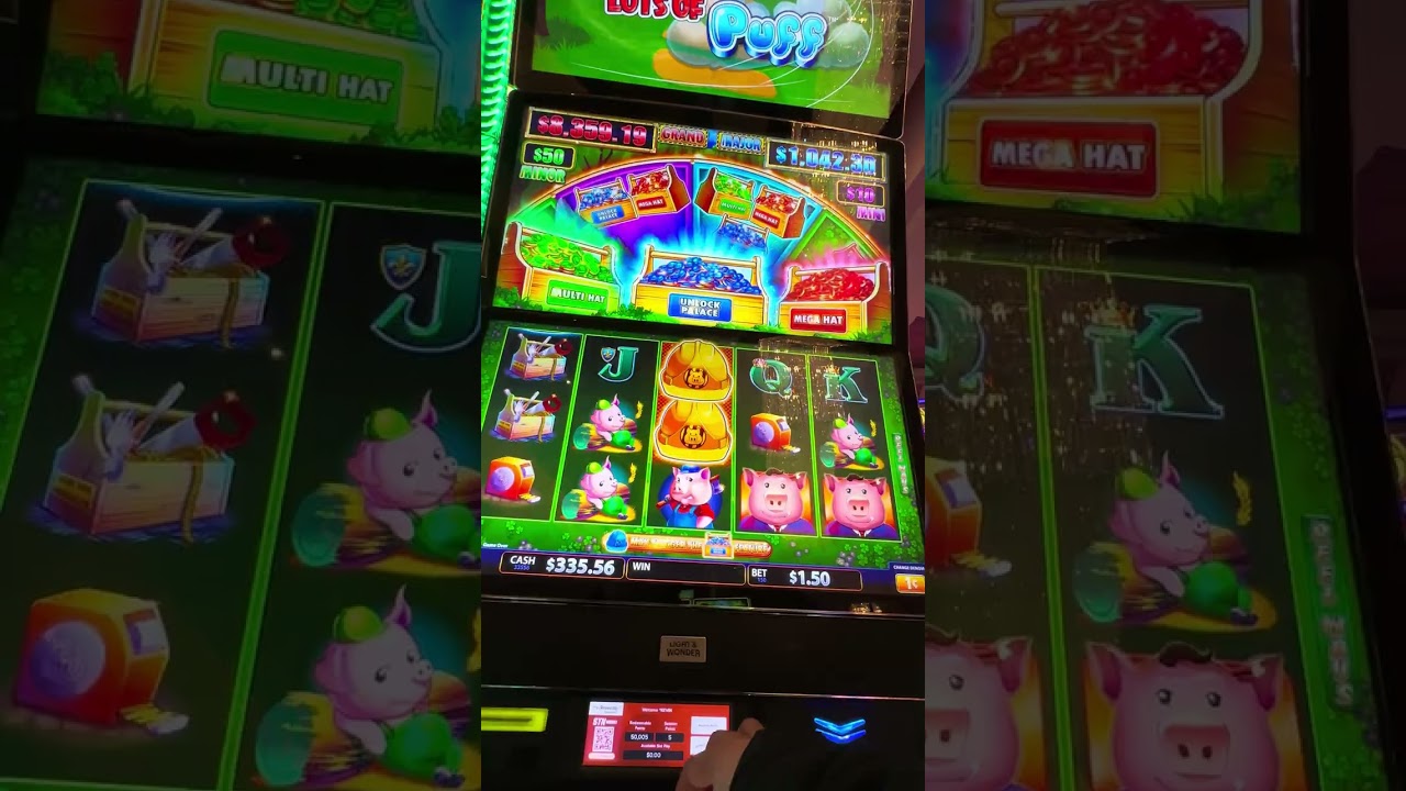 Huff n Lots of Puff bonus feature, Mega Hat and Unlock Palace 