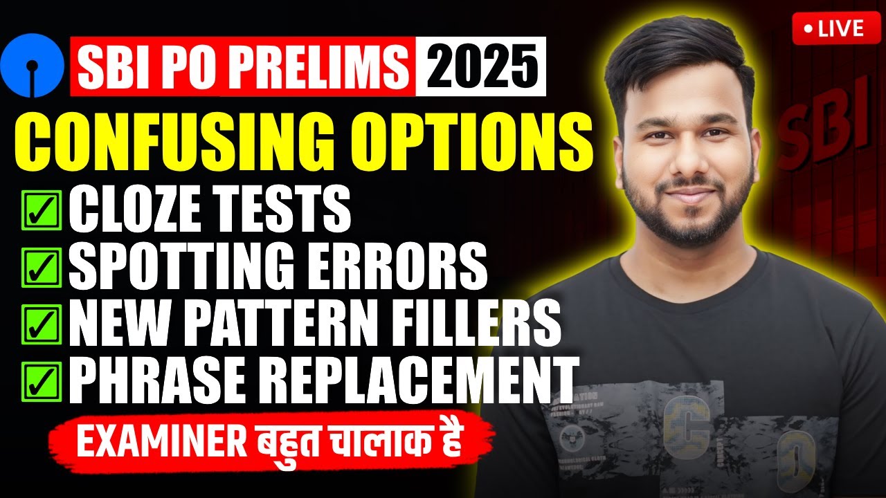 SBI PO Pre English 2025 | Fillers, Phrase Replacement, errors, Cloze Test | English by Varun Chitra