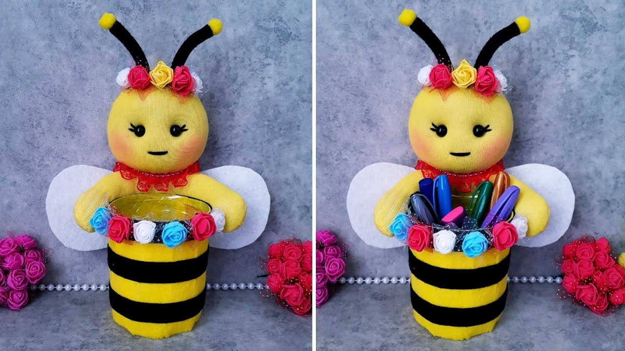 😍Замечательная переработка/🐝Изготовление подставки для пчелиных ручек/👌Дети будут так счастливы
