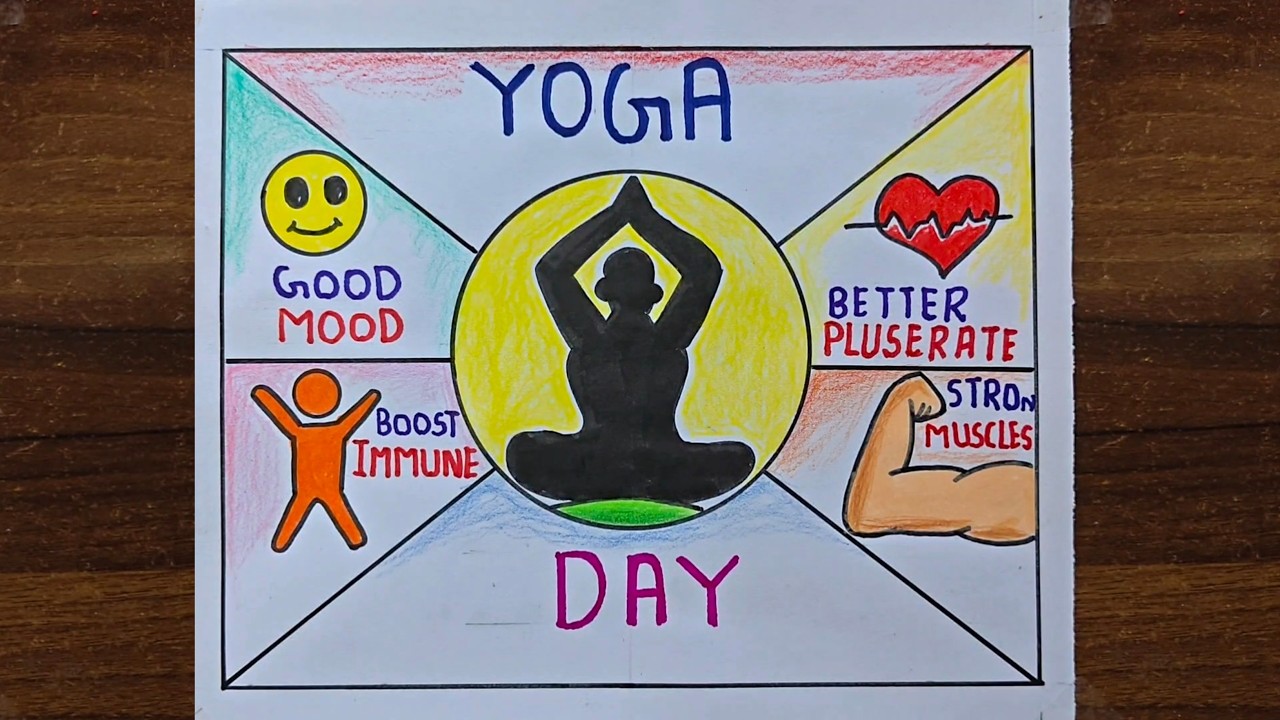 Yoga Day Drawing / International Yoga Day Drawing Easy / Yoga Day Poster Drawing / Yoga Drawing