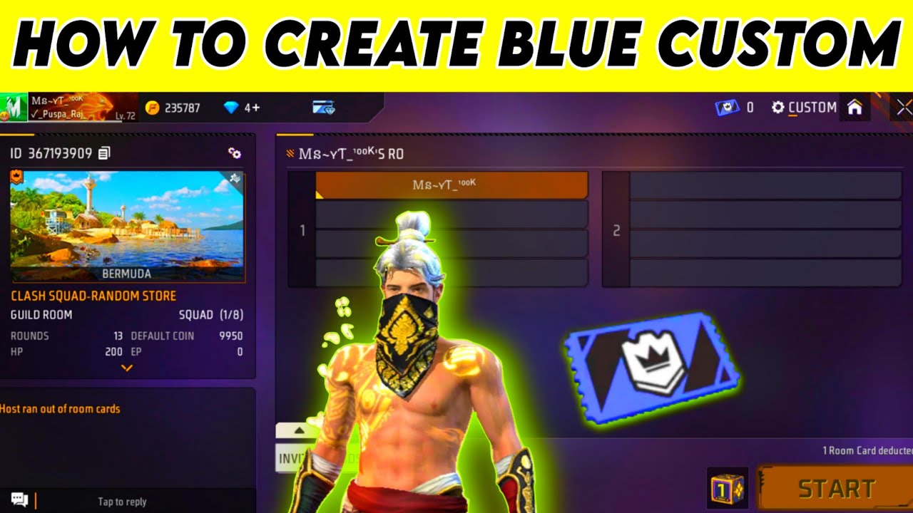 How To Make Blue Custom Room In Free Fire Full Details Hindi - Garena Free Fire