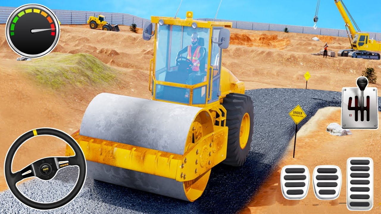 Construction Zone Roller Simulator - Road Roller Truck Simulator - Android Gameplay 🤩