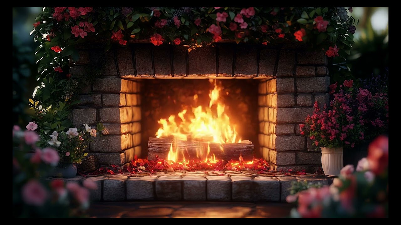 Flames & Flowers | 6 Hours of Peaceful Fireplace Close-Up