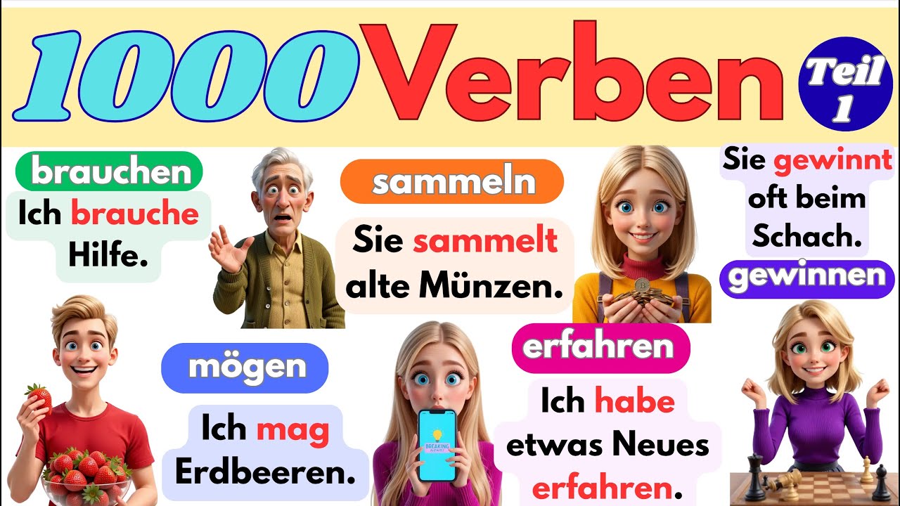 📘 1000 wichtige Verben einfach & klar 🎯 mit Alltagssätzen  A1 bis B2