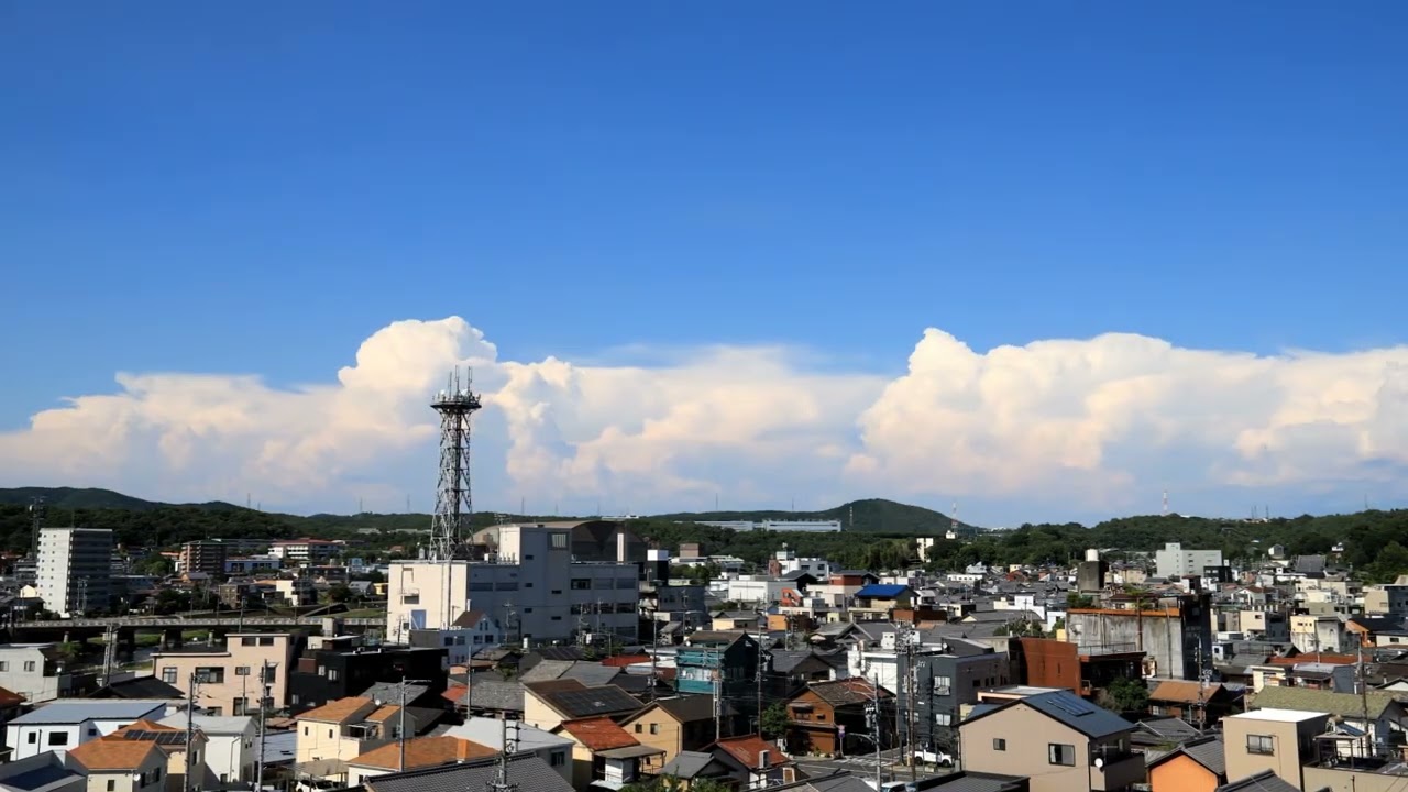 多治見タイムラプス　気温40℃超えの多治見・雲の動きと落雷