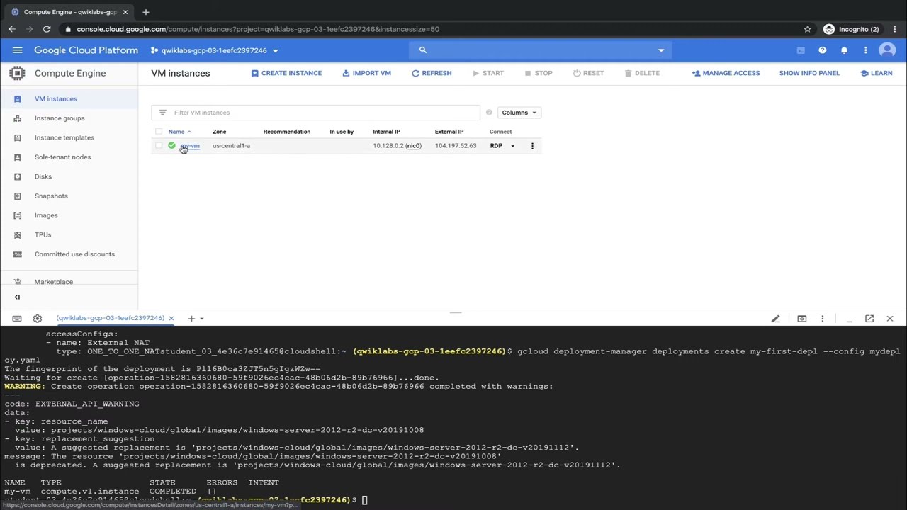 7.6 Demo Getting Started with Deployment Manager and Stackdriver | Developing, Deploying, and Monito