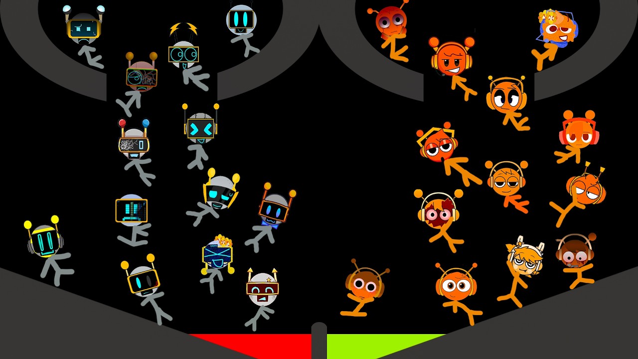 Sprunki Oren vs Fun Bot Steakman Team Marble Race In Algodoo — Who Will Win?