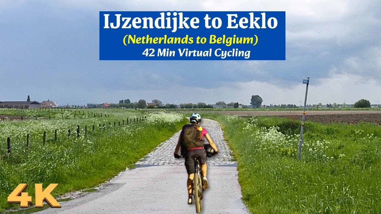 Virtual Cycling Ride from IJzendijke Netherlands to Eeklo Belgium 4K
