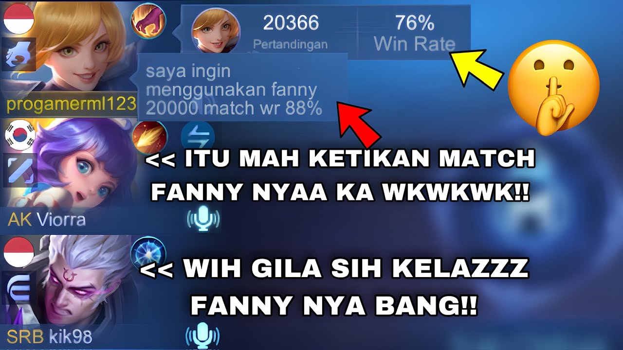 AKU IKUT BERMAIN DI RANDOM LOBY(PART9) REAKSI PUBLIC ON MIC CEWE COWO MELIHAT FANNY 20 RIBU MATCH🤣☠️