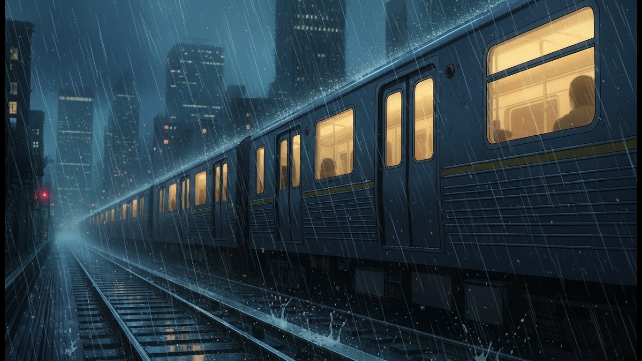 Rainy Night Subway Ride in New York City 🌧️ | Cozy Cinematic Family Journey