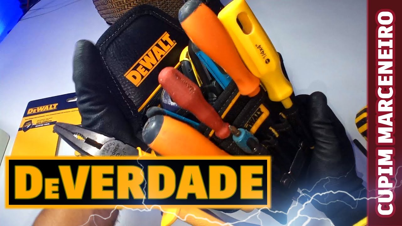 MELHOR PORTA FERRAMENTAS DE ELETRICISTA! CINTO DEWALT COM 19 BOLSOS SUPER RESISTENTE E DE VERDADE.