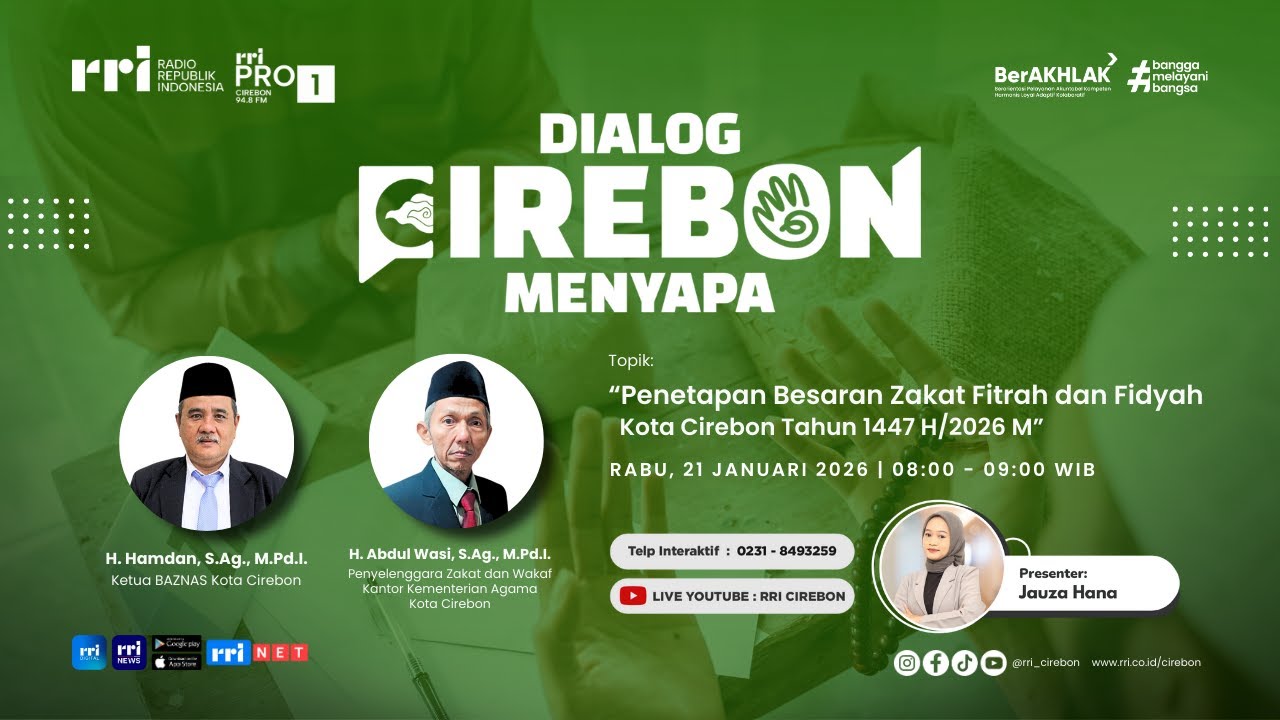 🔴 Penetapan Besaran Zakat Fitrah dan Fidyah Kota Cirebon Tahun 1447 H/2026 M