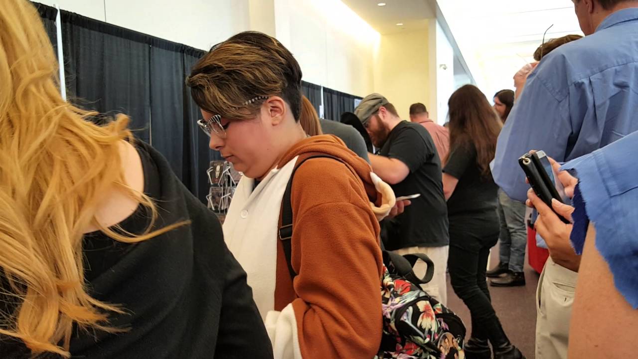 My friend freaking out(meeting her idol Pinhead)