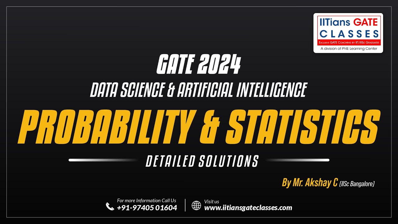 GATE 2024 DA Paper solution | Probability & Statistics | GATE DA Live Lectures | GATE Data Science