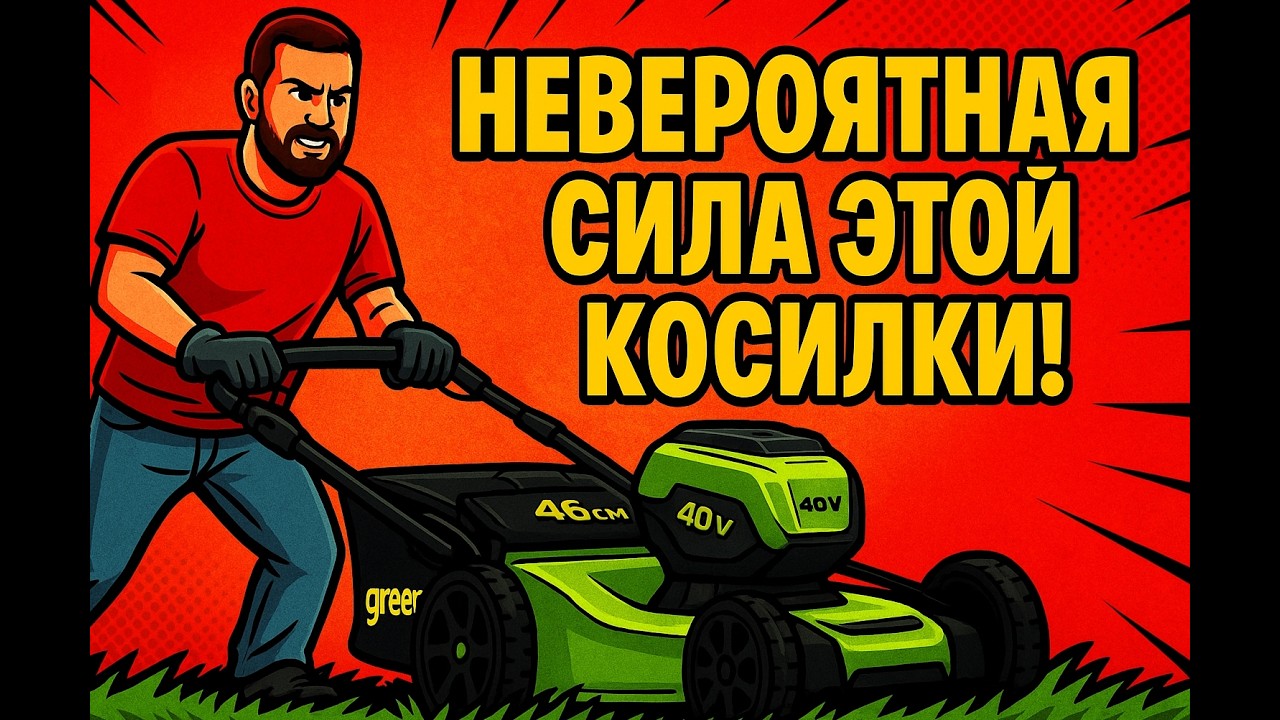 Кошу 2 раз участок 16,5 соток косилкой Greenworks 40v 46см с аккумулятором на 8 и на 5 ампер