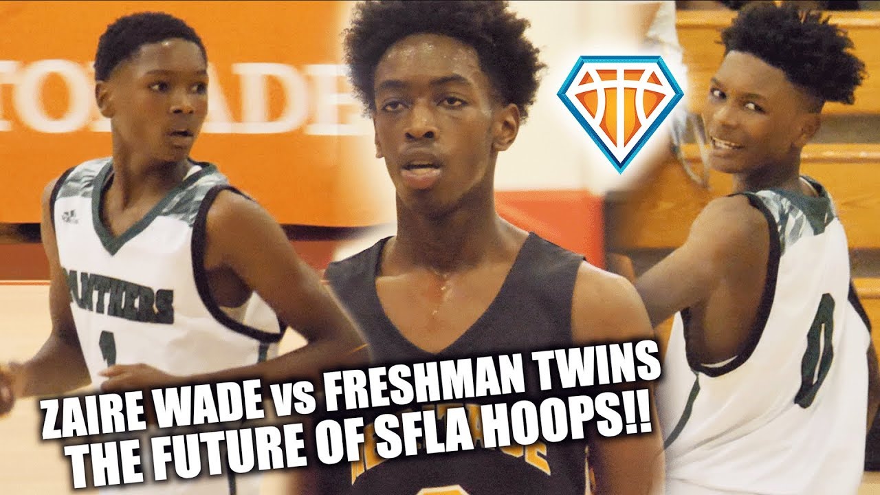 Zaire Wade vs NASTY 6'4 FRESHMAN TWINS!! The FUTURE of South FL Basketball | Heritage vs Pine Crest