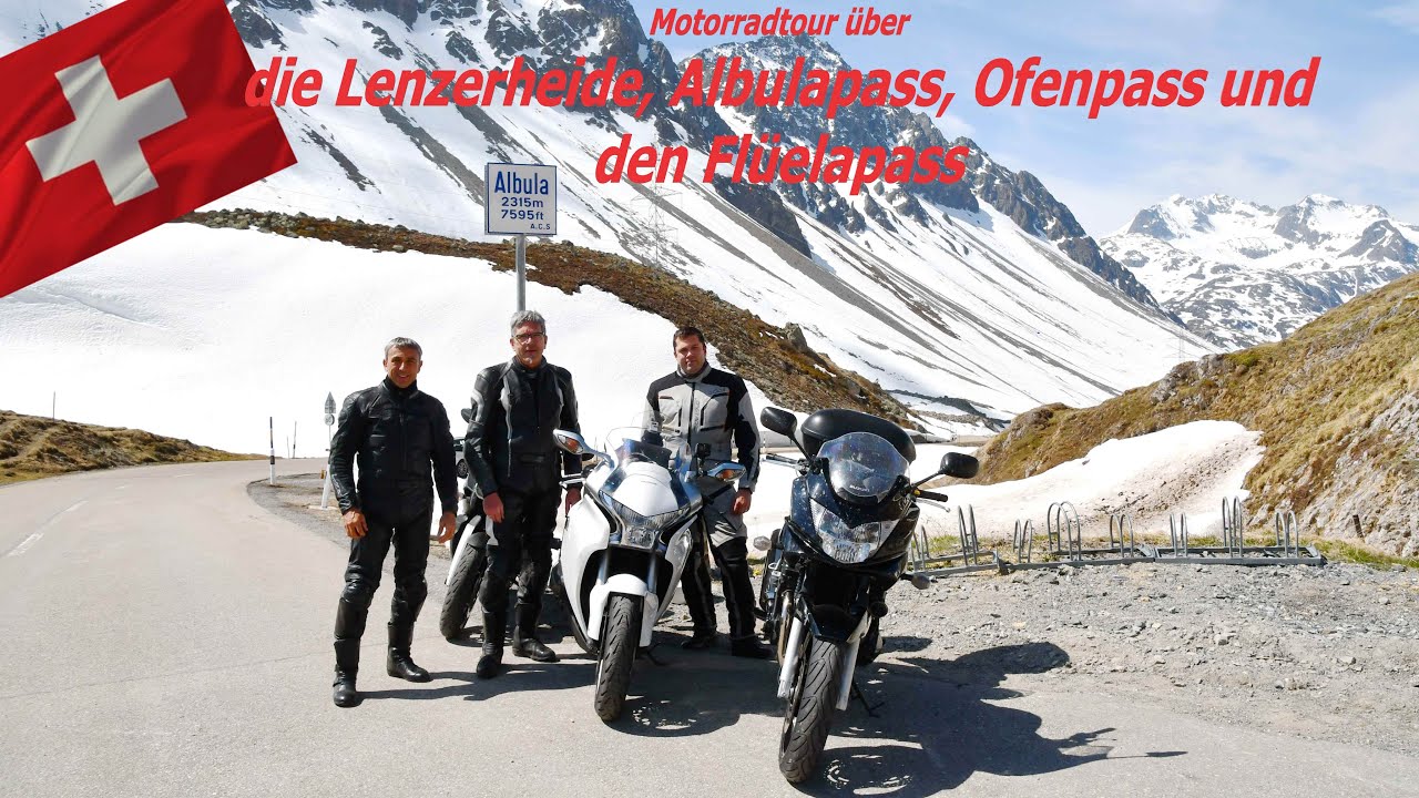 Motorradtour über die Lenzerheide, Albulapass, Ofenpass und den Flüelapass, Honda, BMW, Suzuki