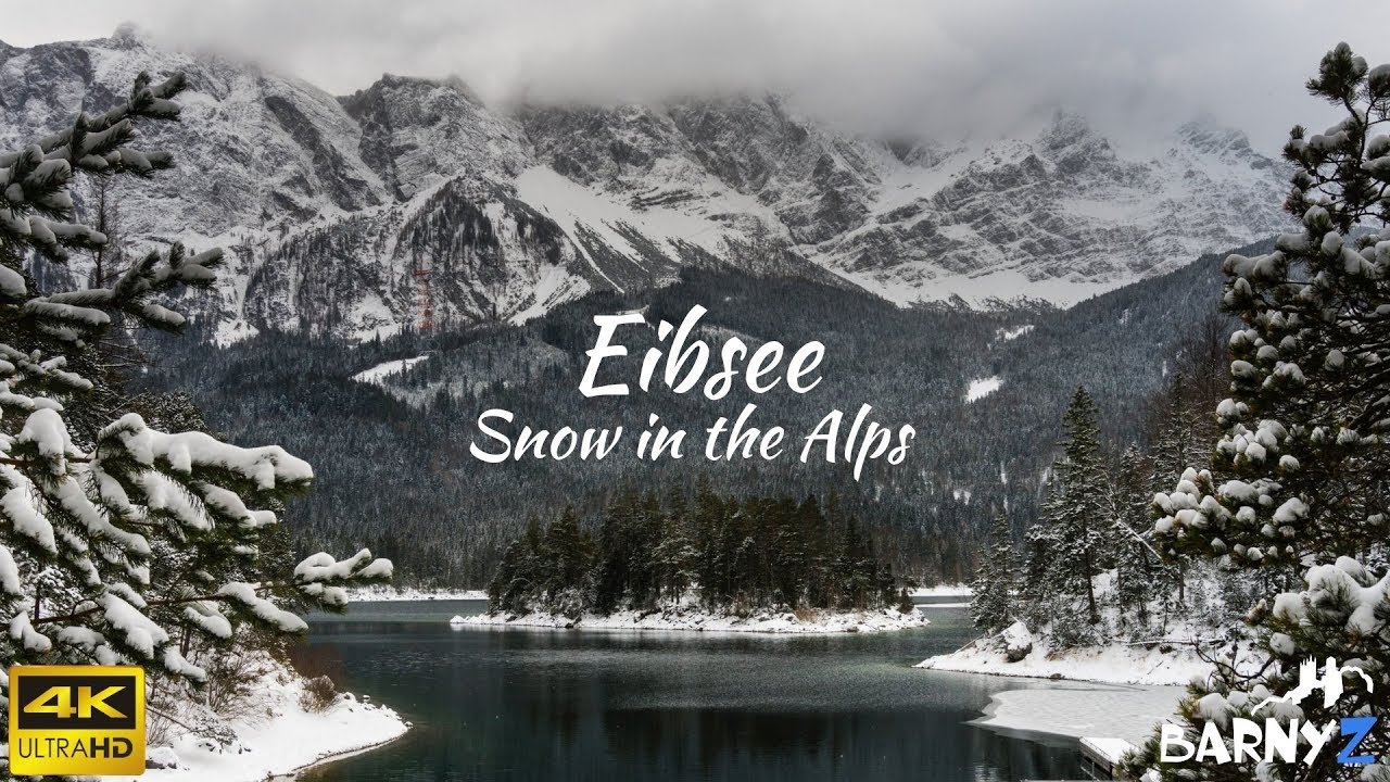 Eibsee: Winter Snow in the Alps, Bavaria, Germany 4K