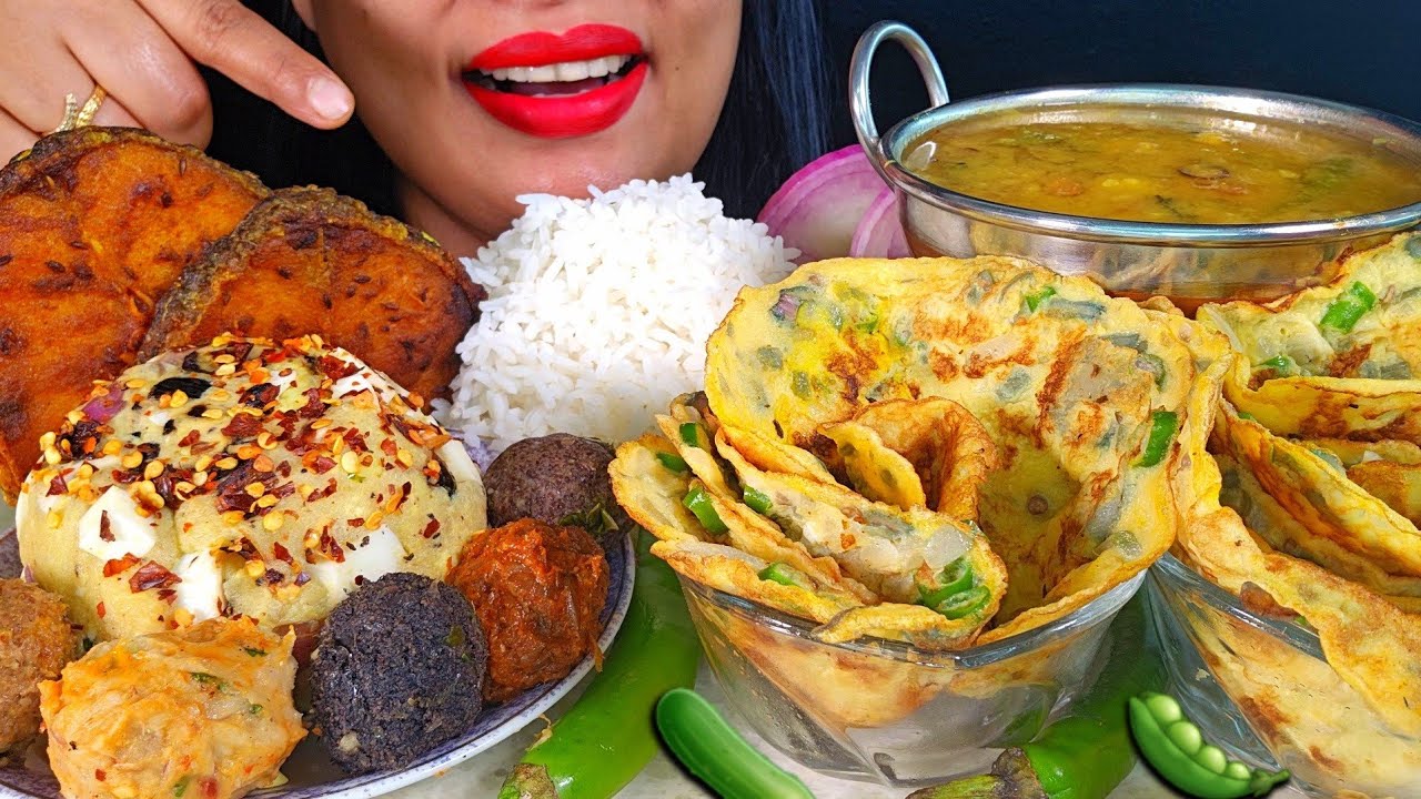 ASMR:Spicy Crispy Fish Fry+ Different Types Of Vorta+Dal+Dim Vaji‼ZAKIA-SPICY ASMR
