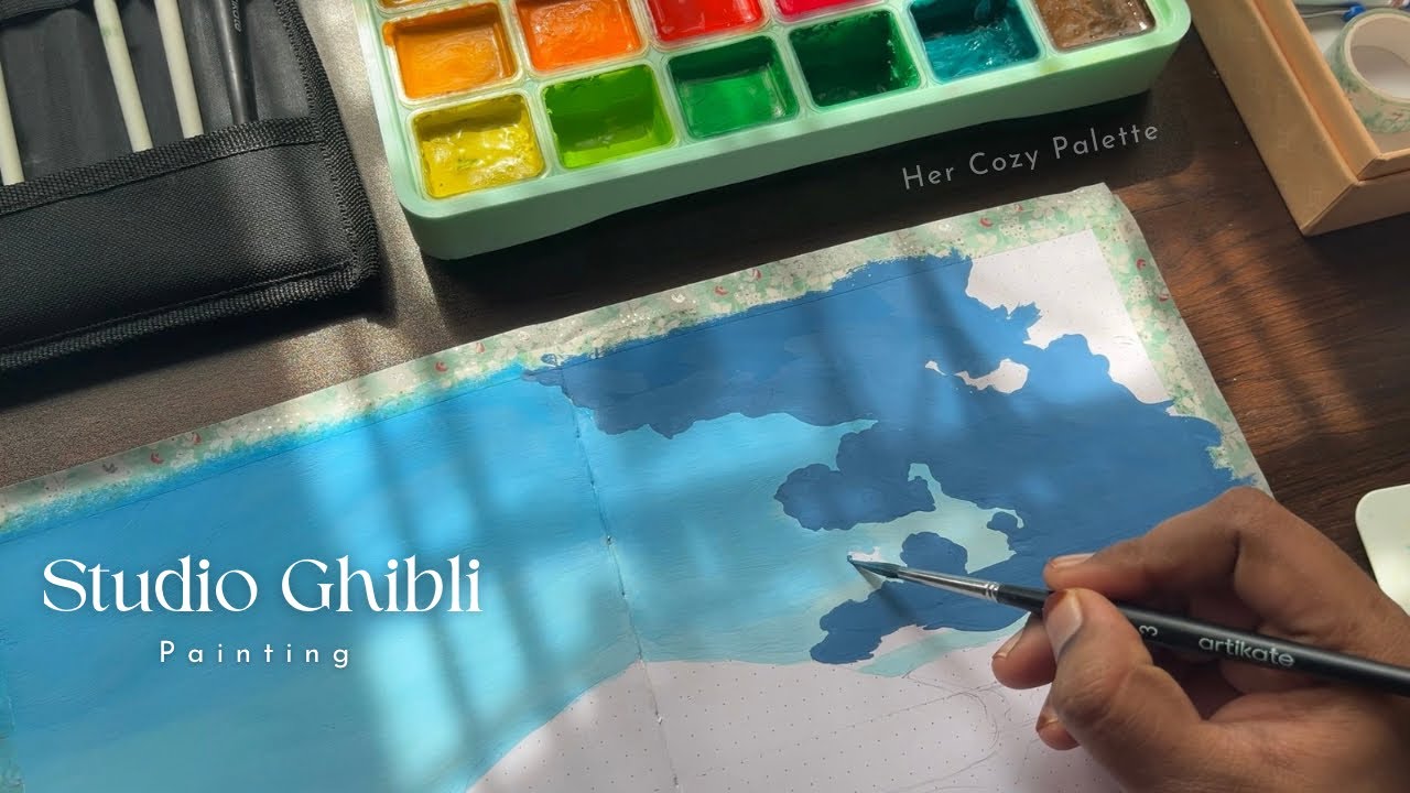Start A New Sketchbook/ Easy Studio Ghibli Painting With Himi Gouache 
