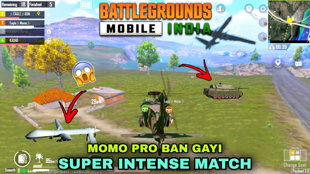 BGMI | RON & MOMO Amazing UAV Attack Tank Fight Chopper Attack Full DISTRUCTION CHICKEN DINNER
