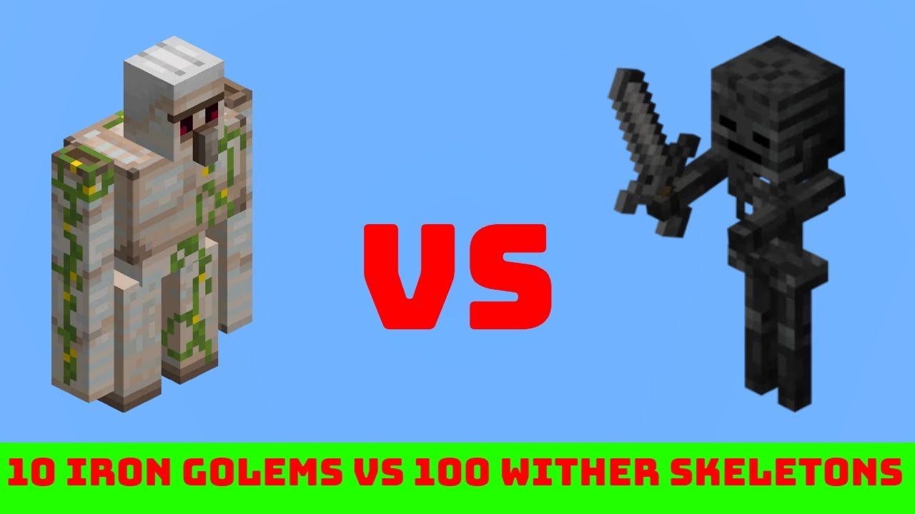 10 Iron Golems vs 100 Wither Skeletons