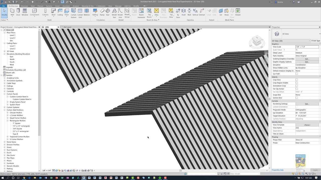 Revit 2021 — Эксперименты и пояснения к системам гофрированных металлических панелей