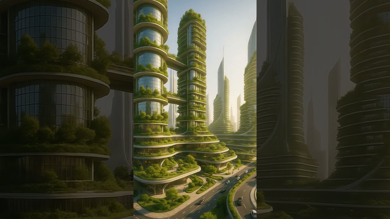 Sustainable Vertical City | Nature-Infused AI Future Architecture #FutureCity #SmartUrbanism #short