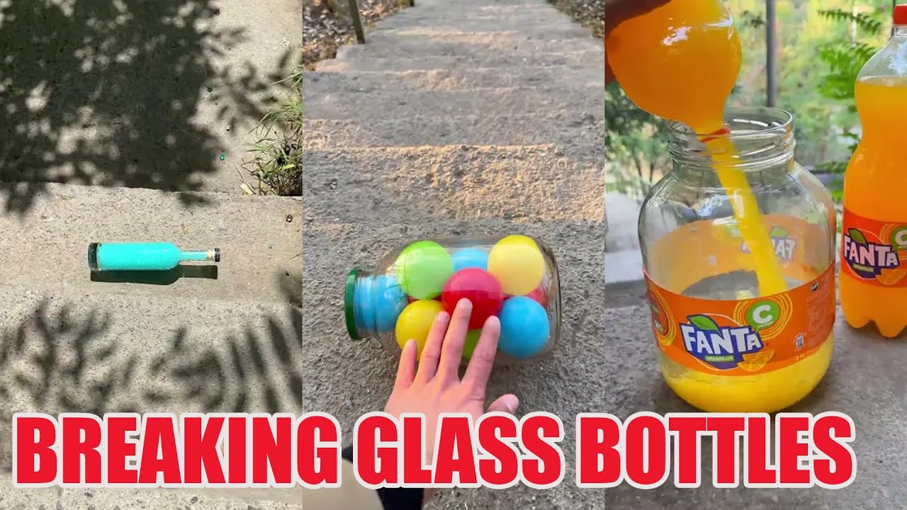 Breaking Glass Bottles and Balloon Drops 🔥 Crushing Crunchy & Soft Things #asmr #satisfying