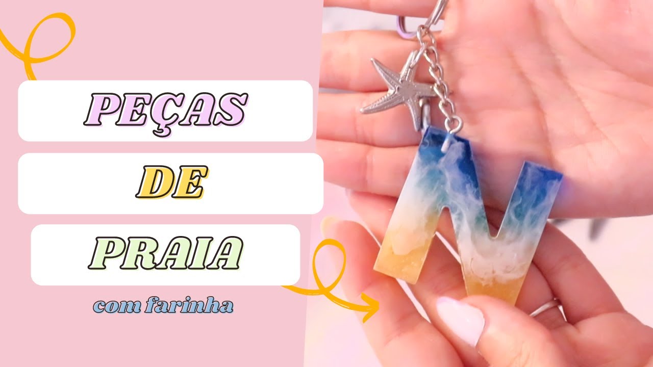CHAVEIRO DE PRAIA USANDO FARINHA - TUTORIAL DE PRAIA RESINA EPÓXI | dicas #13