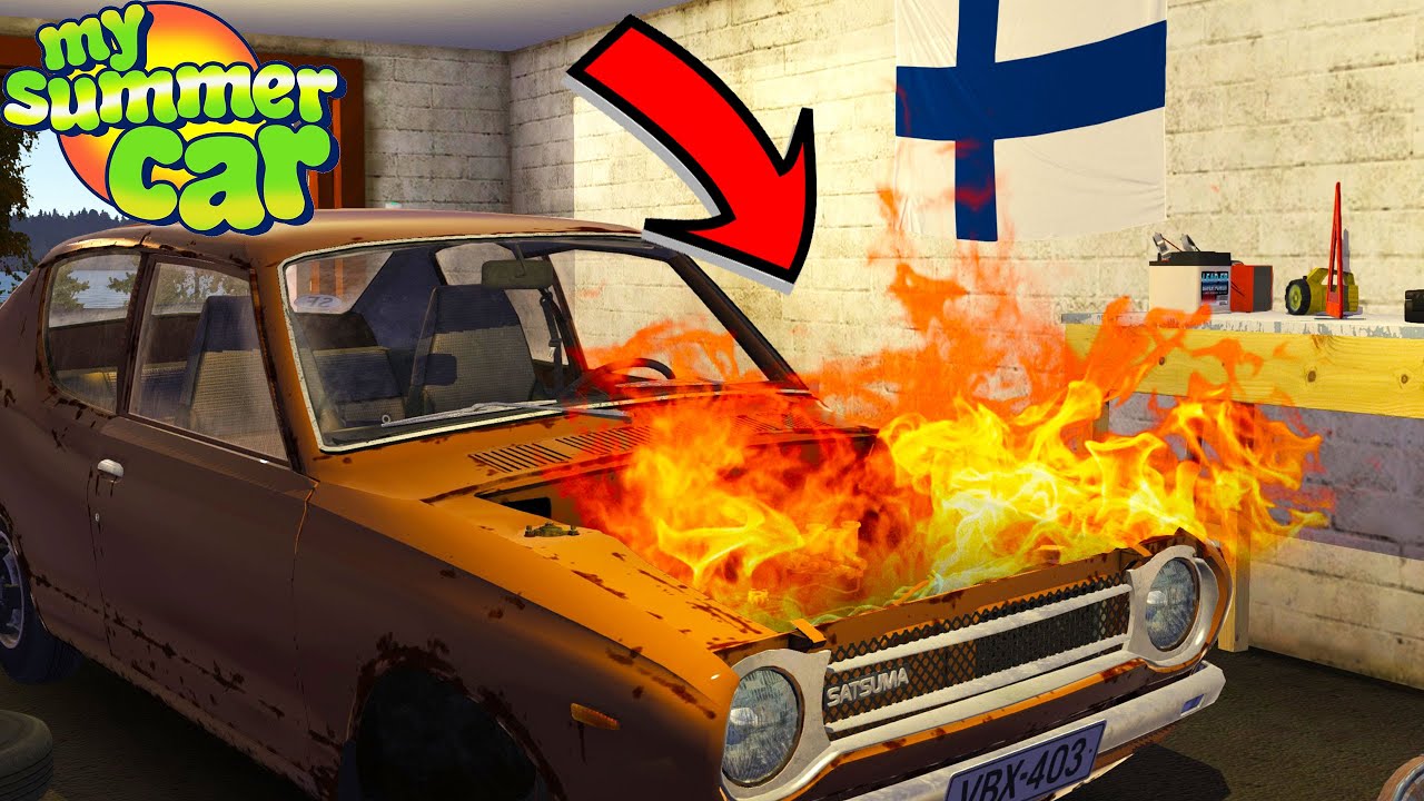 BURNING ENGINE - TOWING A DAMAGED SATSUMA TO THE GARAGE - My Summer Car Story [S4] #170 | Radex