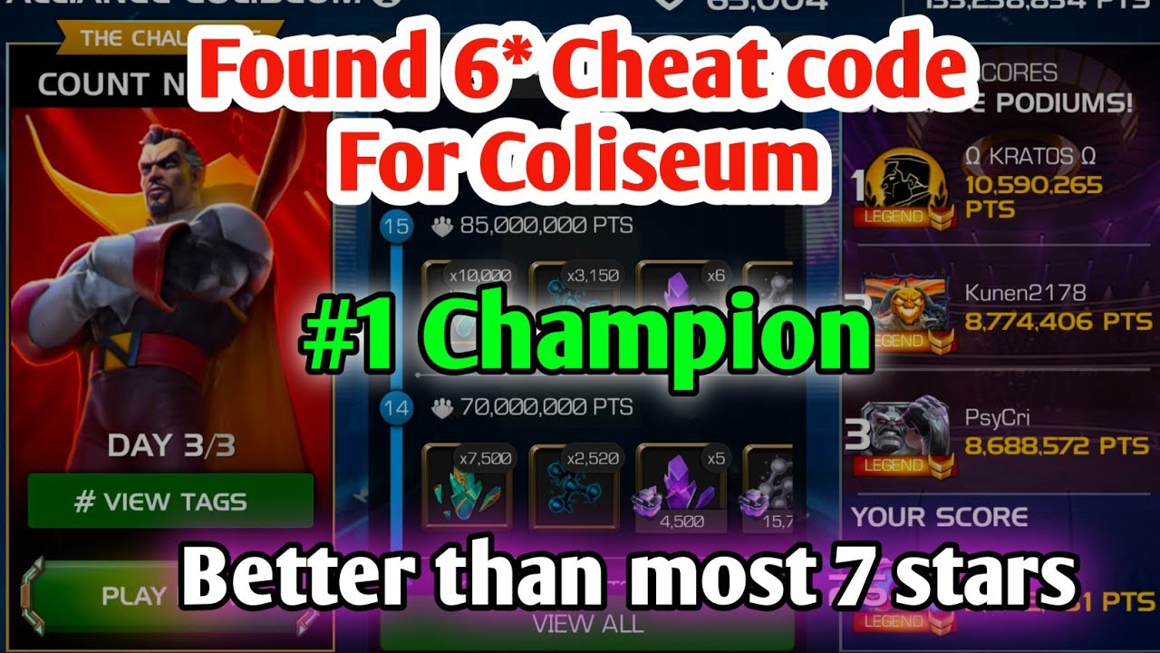 Found a 6* Cheat code For Coliseum | #1 champion for coliseum mcoc