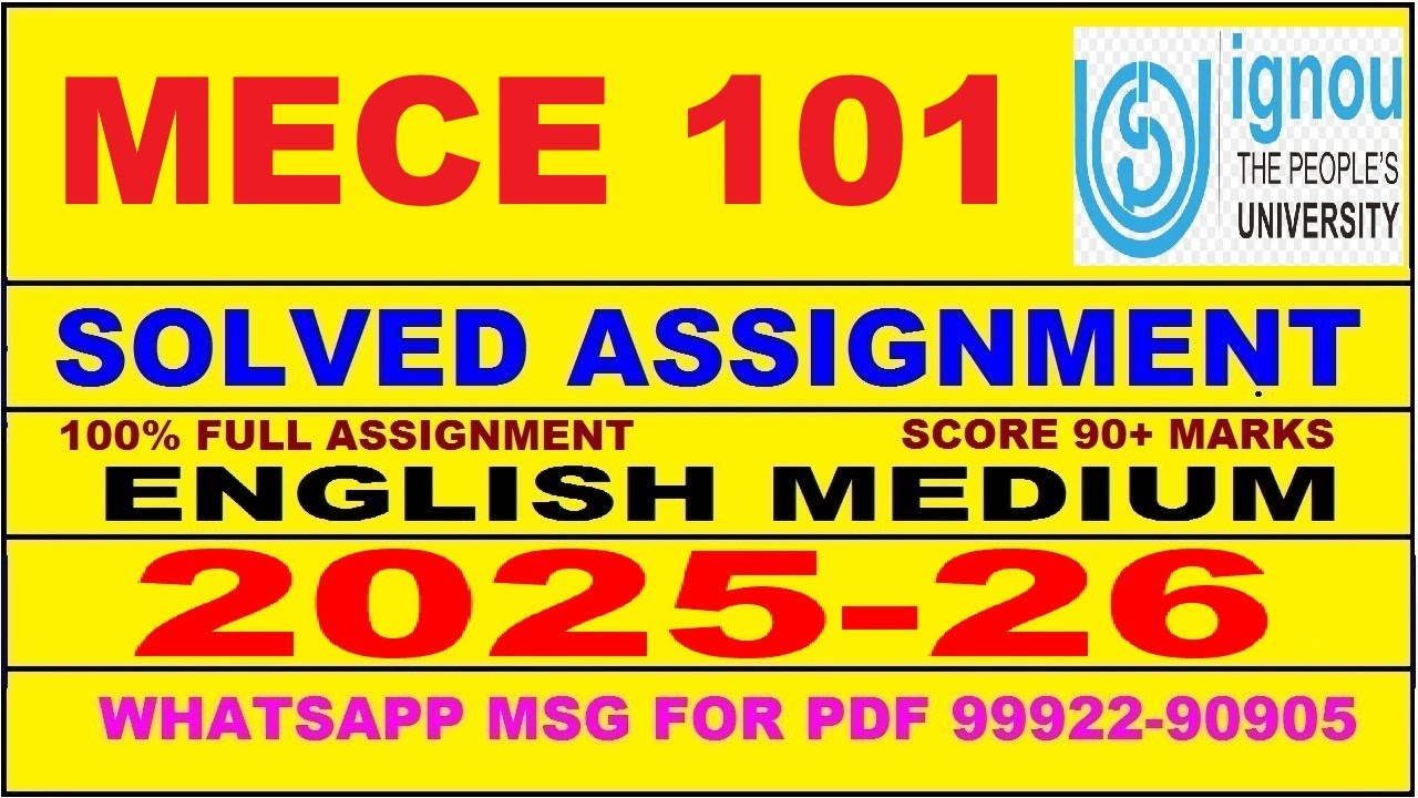 MECE 101 solved assignment 2025-26 in English || mece 101 solved assignment 2026 || mece101 2025-26