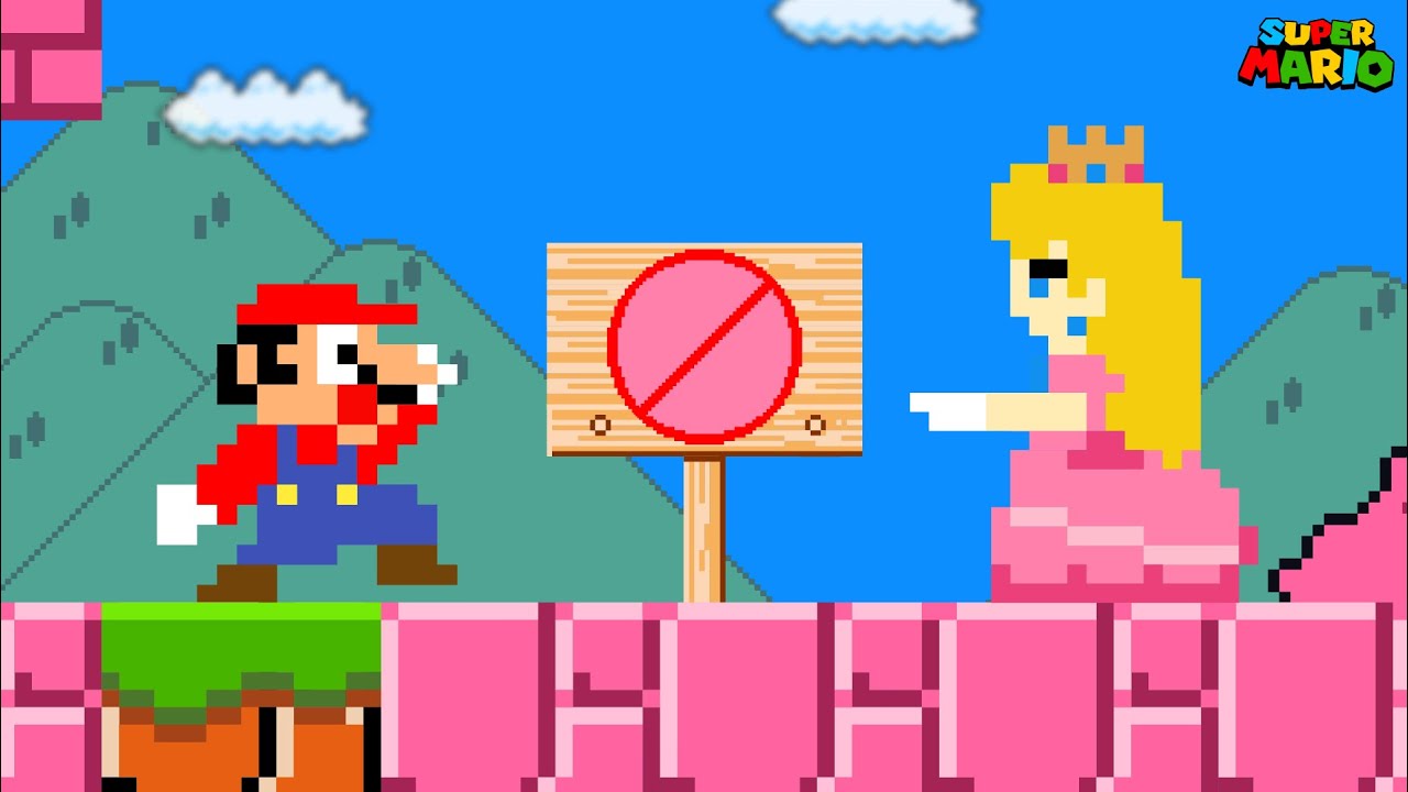 Super Mario Bros., but Mario Is Forbidden to Touch the Color PINK